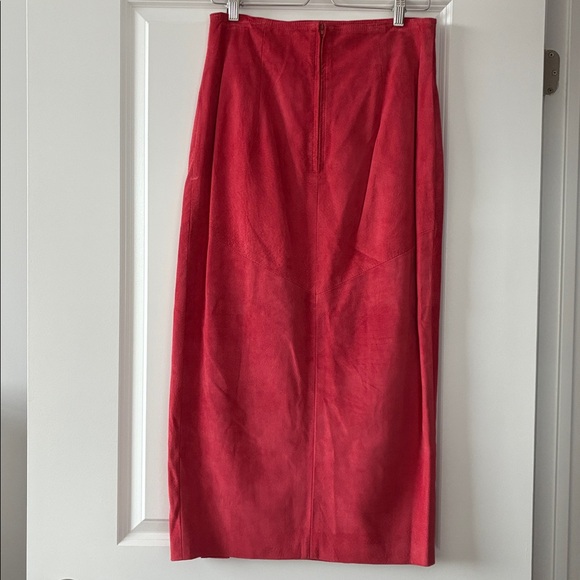 Danier Size 12 Suede Leather Maxi Skirt with Slit - Pink - Picture 2 of 6